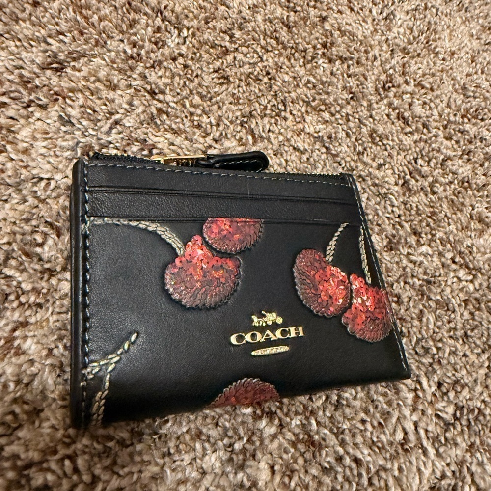 Coach Mini Skinny Id Case With Cherry Print - Picture 1 of 3